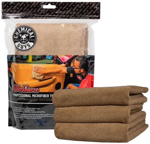 Chemical Guys Workhorse Microfiber Towel 3 pack - Tan
