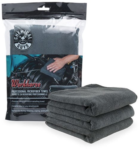 Chemical Guys Workhorse Microfiber Towel 3 pack - Black