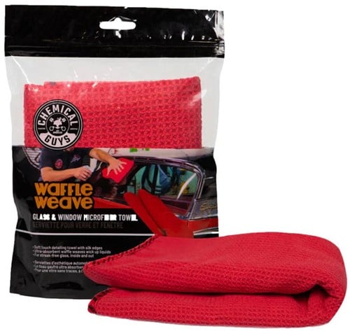 Chemical Guys Waffle Weave Glass Towel - Red