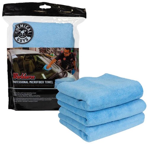 Chemical Guys Workhorse Microfiber Towel 3 pack - Blue